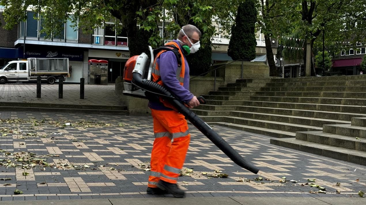 a worker for the big shine up