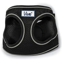Black Ancol Viva Step In Harness with mesh fabric, reflective trim, and Viva logo, adjustable for 35-42cm size.