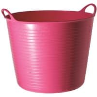 Pink flexible plastic tub with ribbed sides and two handles, small size by Red Gorilla.