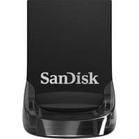 Black SanDisk Ultra Fit 512GB USB flash drive with compact design and transparent base.