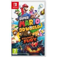 Nintendo Switch game case for "Super Mario 3D World + Bowser's Fury" featuring Mario and characters on colorful cover.