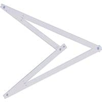 Silver Stanley 145013 folding builder's square with triangular shape and pivoting joints.
