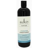 Black bottle of Sukin Hydrating Conditioner 500ml with white and blue label, featuring a leaf logo.