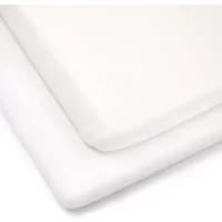 White Clair De Lune fitted cotton cot bed sheets, 140 x 70cm, smooth texture, neatly folded, pack of two.