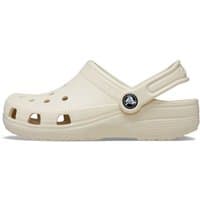 Cream Crocs toddler clog with heel strap, ventilation holes, and textured sole, size Infant 7.