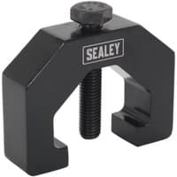 Black Sealey Land Rover steering drop arm puller with U-shaped body and central threaded bolt.