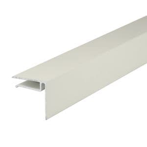 White Alukap-XR 4.8m End Stop Bar made of durable material, featuring a sleek design with a 6.4mm profile, ideal for securing and finishing installations.
