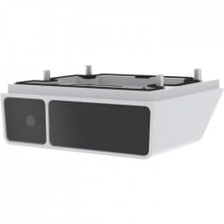 White fixed box IR illuminator kit with a sleek design, featuring two black lenses, mounting points on top, and a compact shape for easy installation.
