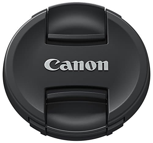 Black Canon E-72II lens cap featuring a textured surface and the "Canon" logo prominently displayed in silver at the center.