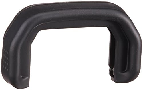 Black rubber eyecup with a curved shape, designed for Canon dioptric lenses, featuring textured sides for grip and a secure fit on camera viewfinders.