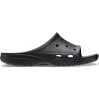 Black Crocs Saturday Slide sandal with perforated upper and textured sole, size M8W9.