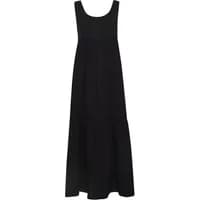 Loose-fitting black maxi dress by Ichi Accessories with sleeveless design and flowing silhouette.