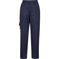 Navy Portwest ladies combat trousers with side cargo pocket, belt loops, and straight leg fit.