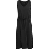 Black sleeveless dress by b.Young with V-neckline and waist tie detail.