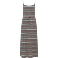 Striped Ragwear Marsali women's dress with thin straps, waist tie, and multicolor geometric pattern.