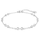 Rhodium-plated Swarovski bracelet with round-cut white crystals on a delicate chain.