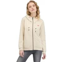 Beige Ragwear Parya women's hoodie with zip front, drawstring hood, and subtle logo on chest.