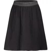 Black women's skirt with a textured waistband and a slightly flared silhouette by Ichi Accessories.