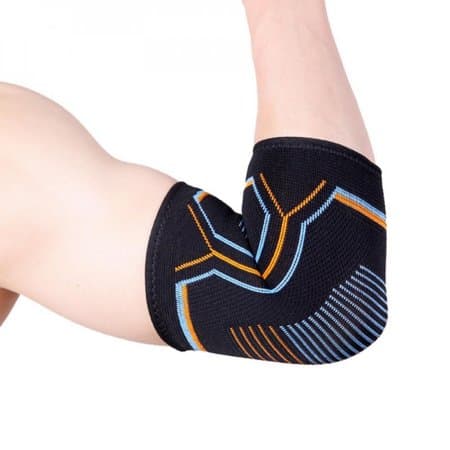 Black Gilbert Rugby Atomic Baselayer Top for men, featuring a snug fit, breathable material, and vibrant orange and blue accent stripes on the sleeves.