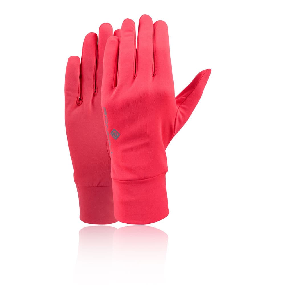 Pink Ronhill Classic Gloves in size M, made from a lightweight, stretchy material with a snug fit, designed for comfort and warmth during outdoor activities.