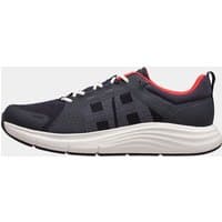 Navy Helly Hansen men's sneakers with white sole, red accents, and mesh upper, featuring Helly Hansen logo on the side.
