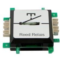 Multicolour Allnet 114176 relay module with green circuit board and white label displaying a black graphic and text.