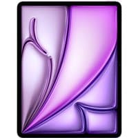 Purple Apple iPad Air 6th Gen, 13-inch display, sleek design, Wi-Fi, 256GB storage, vibrant screen with abstract pattern.