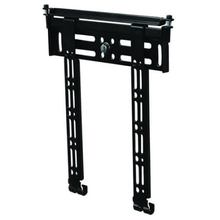 Black metal TV wall mount designed for screens up to 47 inches, featuring adjustable brackets and a sturdy, minimalist design for secure installation.