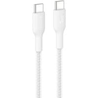 White Belkin BoostCharge Pro USB-C cable, 1 meter, with braided texture and USB-C connectors on both ends.