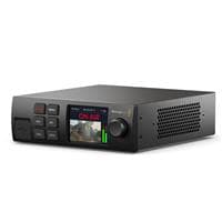 Blackmagic Design Web Presenter HD features a sleek black metal casing, a front display screen indicating "ON AIR," and multiple control buttons for video capturing.