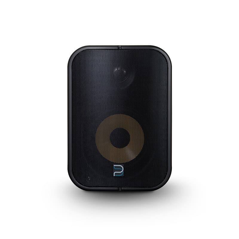 Bluesound Professional BSP500 PoE network streaming speaker in white, featuring a sleek design, rounded edges, and a prominent circular speaker grille.