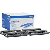 Brother DR-230CL printer drum set, black and blue cartridges with branded packaging box.