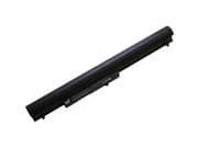 Black lithium-ion replacement battery designed for HP laptops, featuring a slim, rectangular shape with a connector on one side for easy installation.