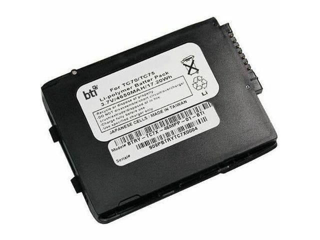Black rectangular lithium-ion battery with a white label, featuring specifications including 3.7V, 4650mAh, and 17.20Wh, along with connector pins on one side.