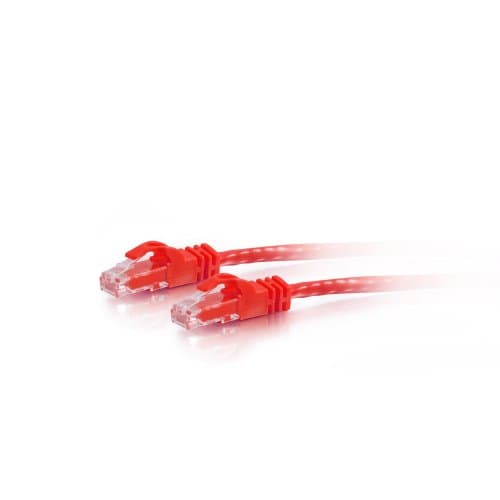 Red 3m Cat6 booted unshielded (UTP) network patch cable featuring clear connectors and molded strain relief for durability.