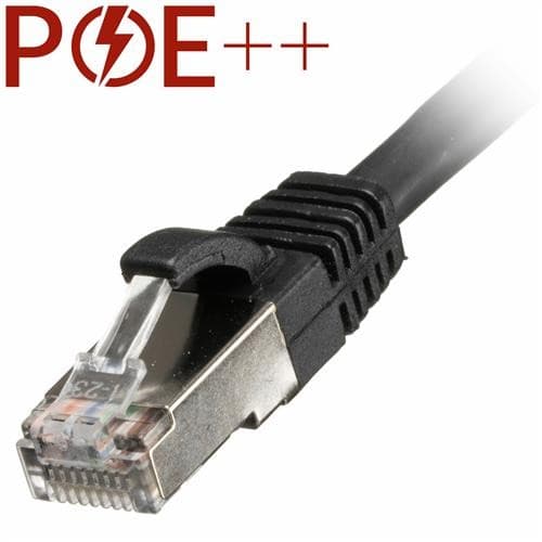 Black 0.5m Cat6a RJ45 patch cable with snagless booted design, featuring a durable 26AWG S/FTP construction for enhanced performance and reduced interference.