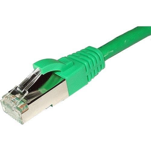 Green 10m Cat6 RJ45 patch cable with snagless booted design, featuring a flexible F/UTP 26AWG construction for enhanced performance and reduced interference.