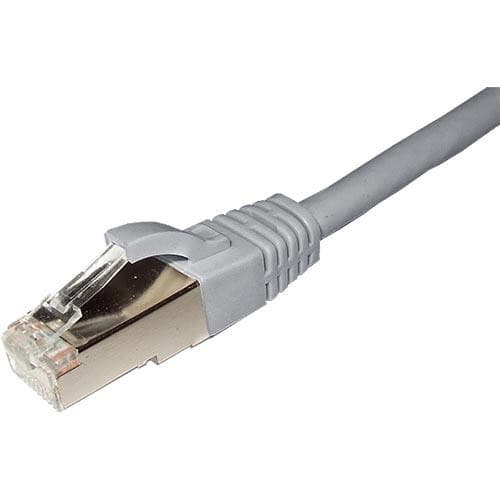 Grey 5m Cat6 RJ45 patch lead with a snagless booted connector, featuring a flexible F/UTP 26AWG cable designed for reliable network connections.