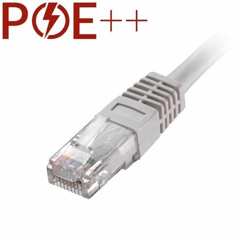 White 8m Cat6 RJ45 Ethernet cable with a flush moulded boot, featuring a transparent connector and 24AWG U/UTP PVC material, ideal for network connections.