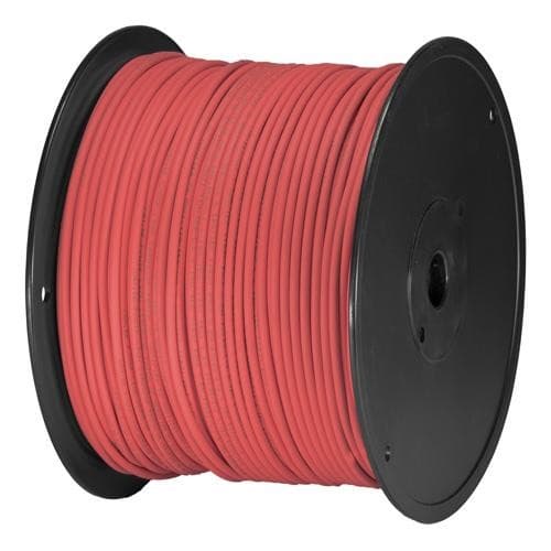 Red Cablenet Cat6 U/UTP LSOH 24AWG stranded patch cable on a black spool, designed for networking, with a length of 305 meters.