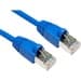 Blue 30m Cat6 FTP networking cable with F/UTP shielding, featuring clear plastic connectors on both ends for secure connections.