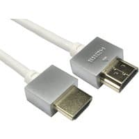 White 1m HDMI cable with silver connectors, standard Type A, by Cables Direct.