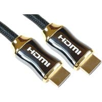Black and gold Cables Direct HDMI cable, 0.5m, with Type A connectors and braided exterior.