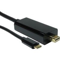 Black USB C to Mini DisplayPort cable, 3 meters, with gold-plated connectors, supports 4K at 60Hz by Cables Direct.