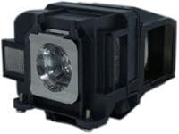 Black projector lamp housing with a shiny silver lens, featuring a rectangular shape and ventilation grilles, designed for the CoreParts ML12500 model, rated at 200 W.