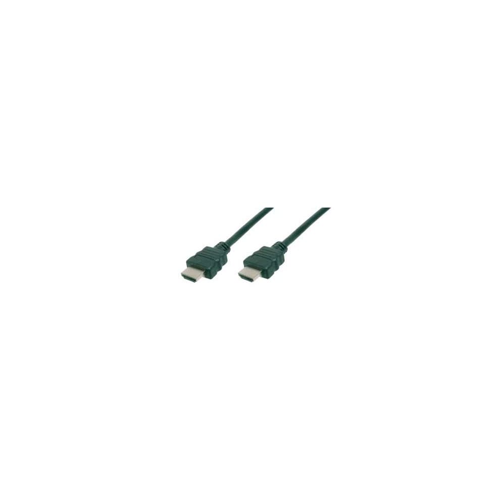 Green HDMI 2.0 high-speed cable, 0.5 meters long, featuring male connectors on both ends, designed for high-quality video and Ethernet connection.