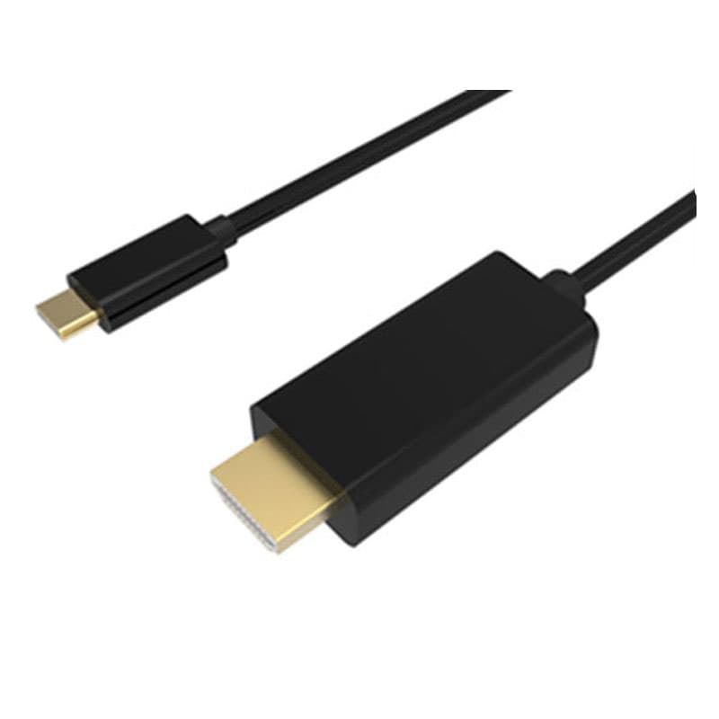 Black FDL 1m USB Type C to HDMI 2.0 cable featuring a gold-plated HDMI connector and a smaller USB Type C connector, designed for high-quality video and audio transmission.