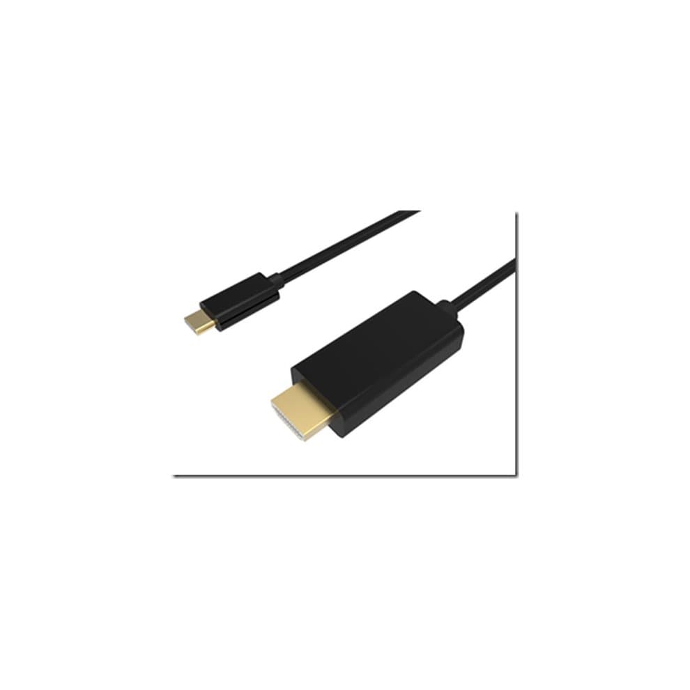 Black 2-meter USB Type C to HDMI 2.0 cable featuring gold-plated connectors, designed for high-quality video and audio transmission.