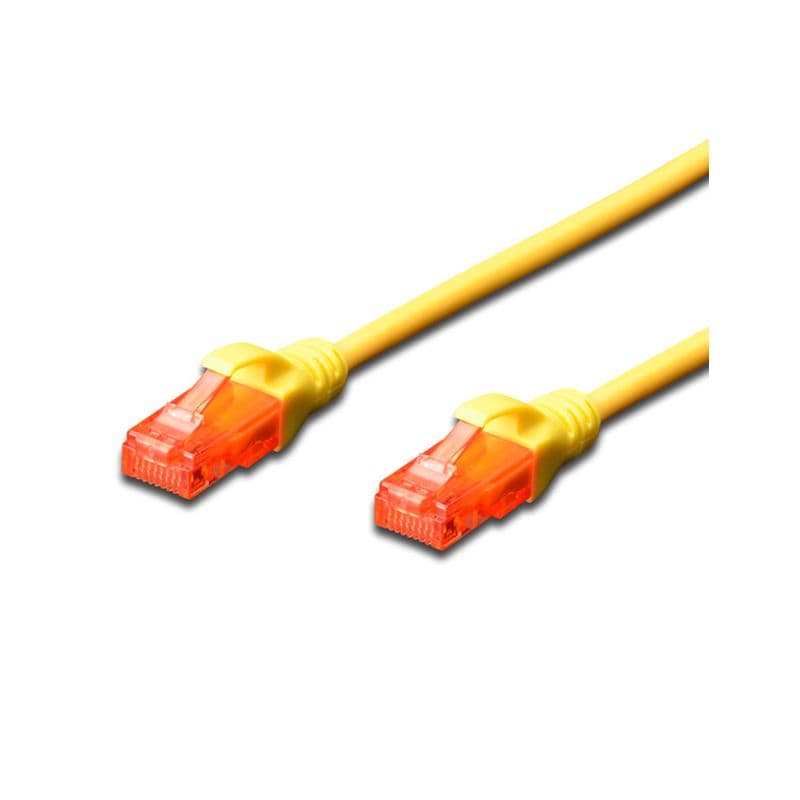 Yellow 3m Cat.6 UTP LSZH patch cable featuring transparent orange connectors on both ends, designed for high-speed data transmission.