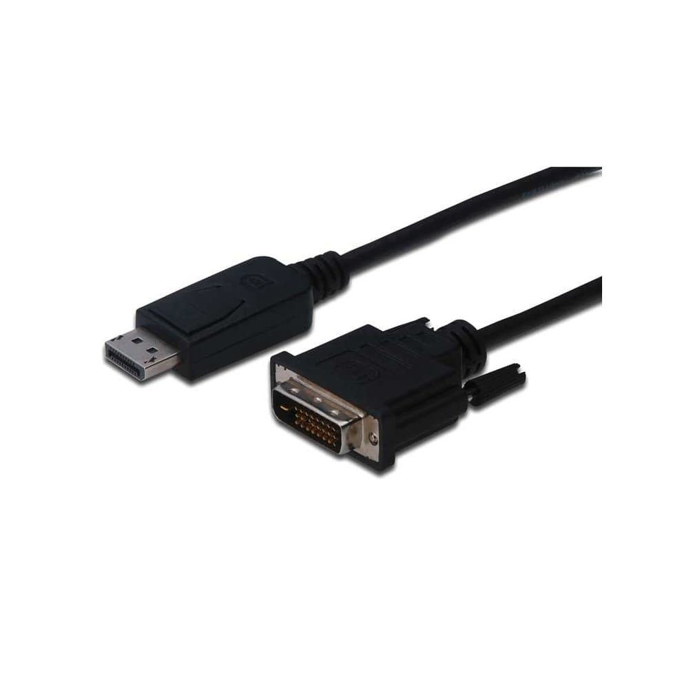 Black 3-meter DisplayPort to DVI-D cable with male connectors on both ends, featuring a sturdy design for reliable video signal transmission.